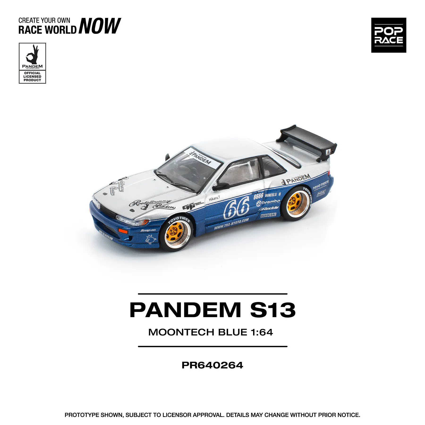 Pop Race 1:64 Nissan Pandem Silva S13 MOONTECH Blue.