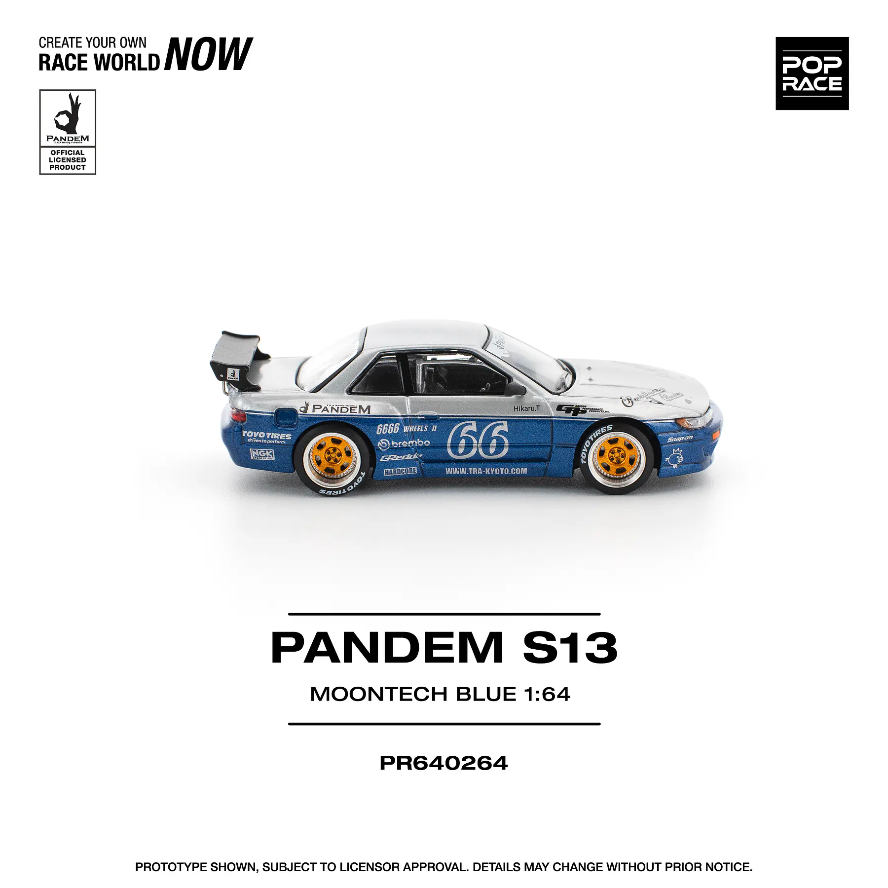Pop Race 1:64 Nissan Pandem Silva S13 MOONTECH Blue.
