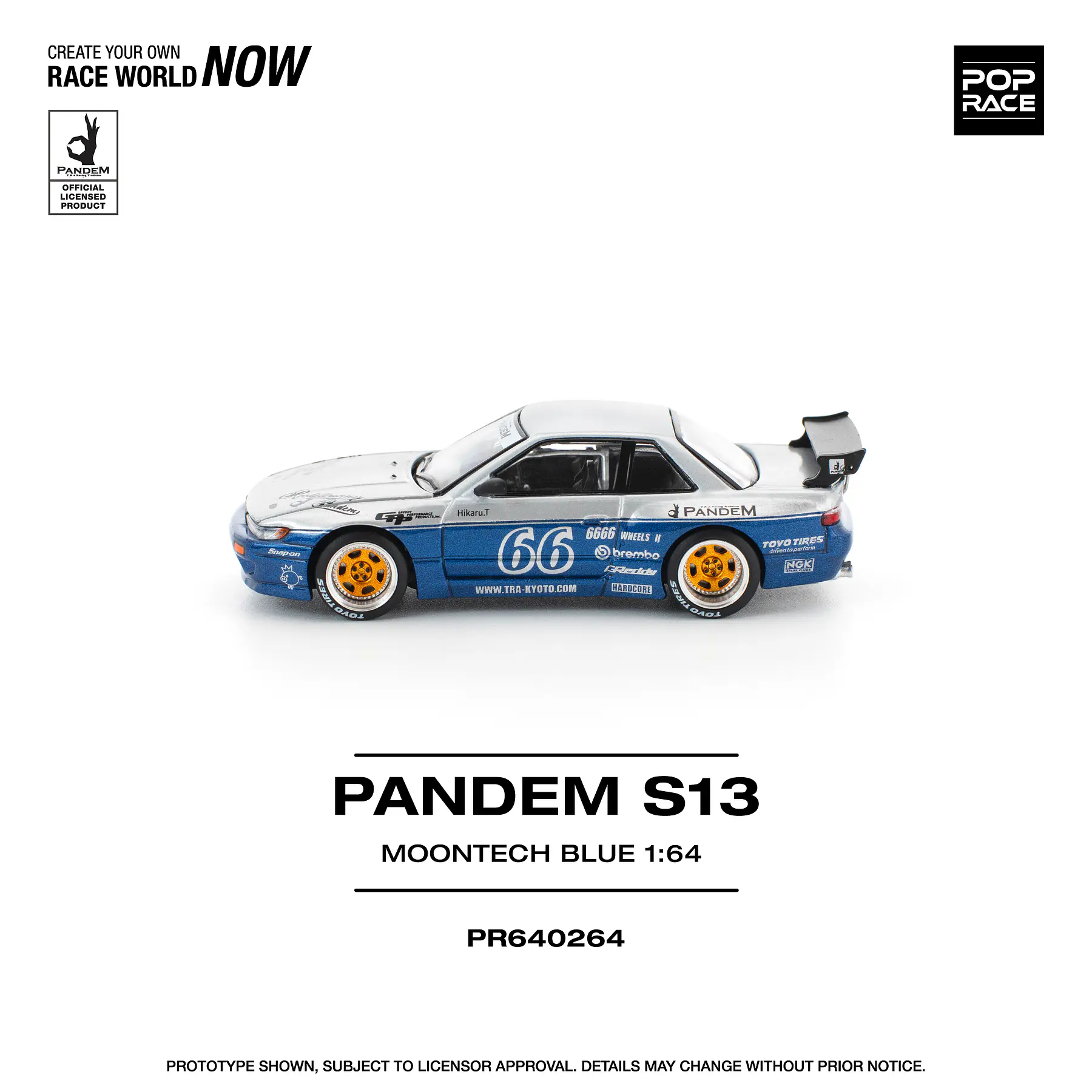 Pop Race 1:64 Nissan Pandem Silva S13 MOONTECH Blue.