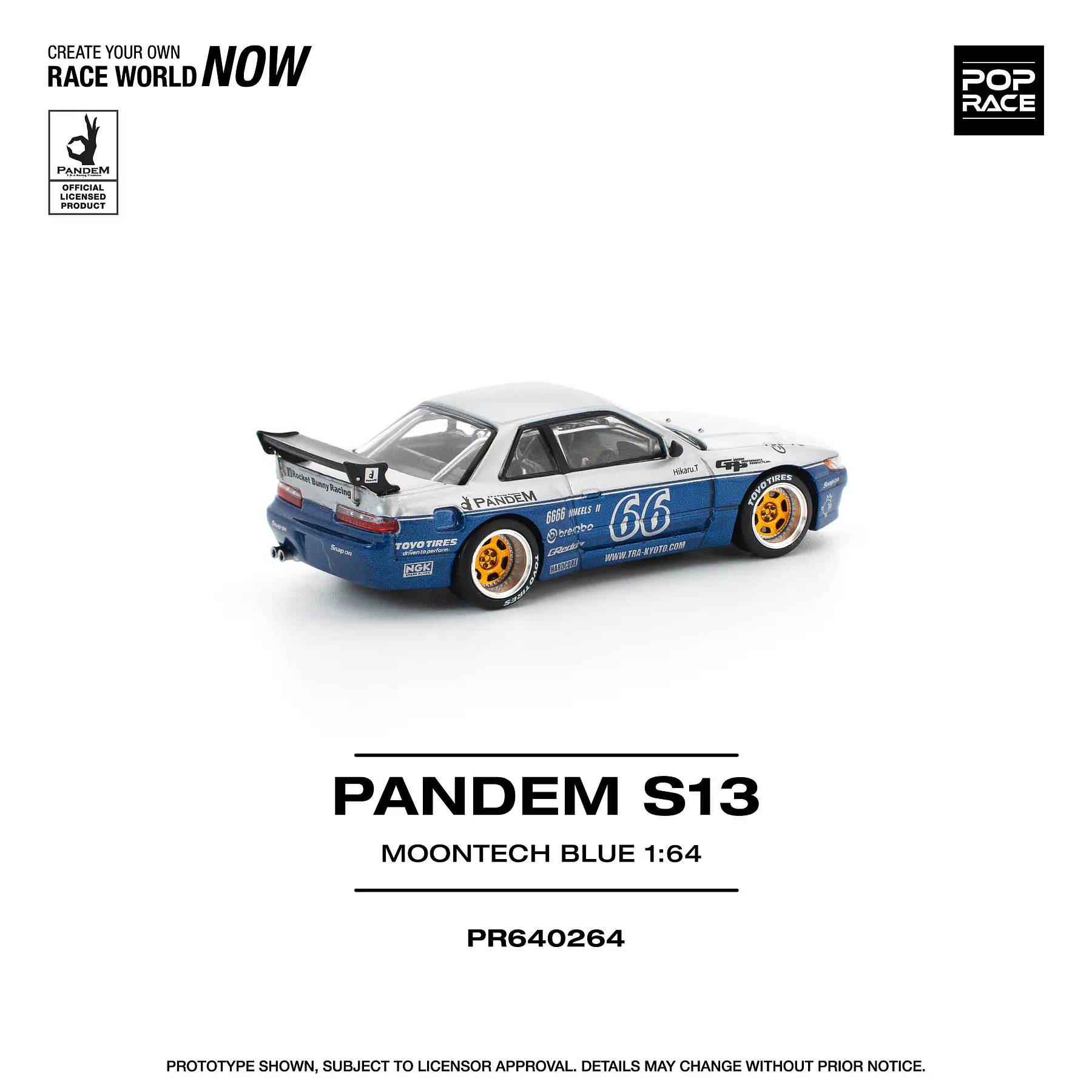 Pop Race 1:64 Nissan Pandem Silva S13 MOONTECH Blue.
