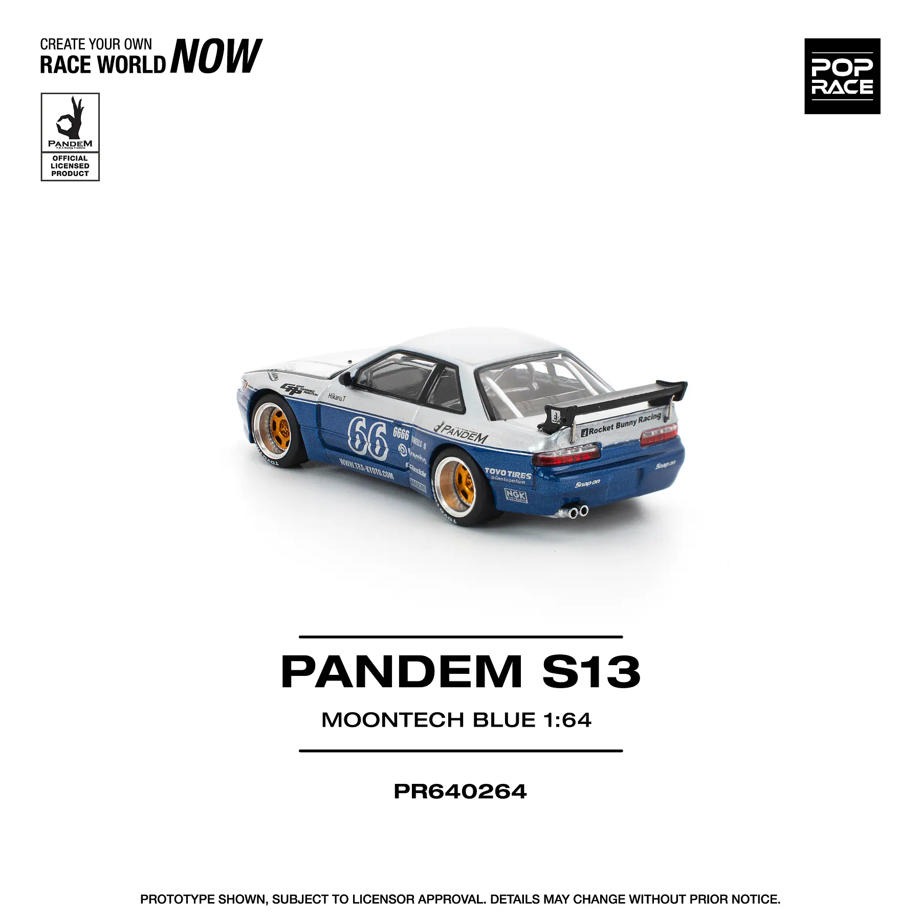 Pop Race 1:64 Nissan Pandem Silva S13 MOONTECH Blue.