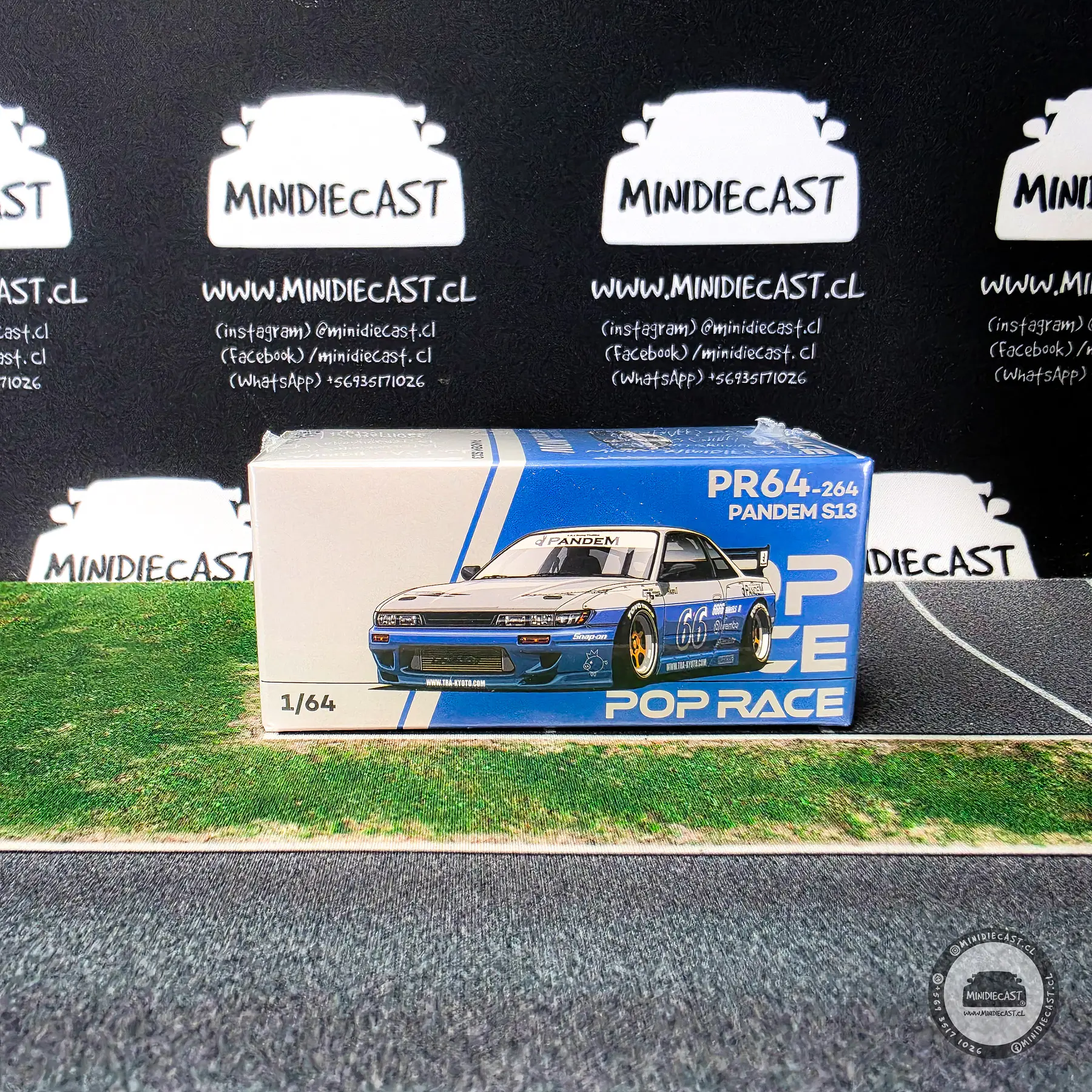 Pop Race 1:64 Nissan Pandem Silva S13 MOONTECH Blue.