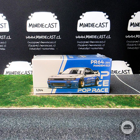 Pop Race 1:64 Nissan Pandem Silva S13 MOONTECH Blue.