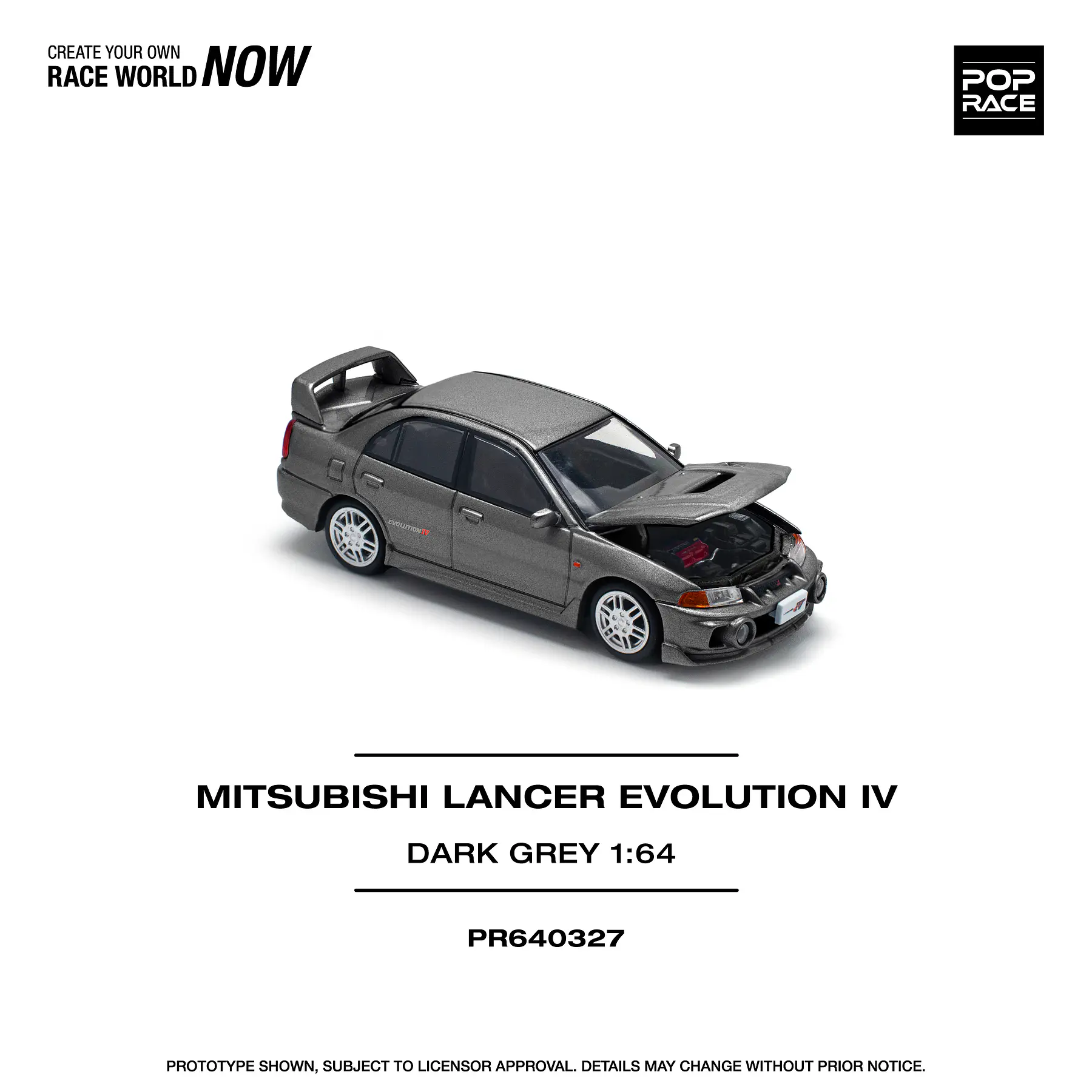 Pop Race 1:64 Mitsubishi Lancer Evolution IV Dark Grey.
