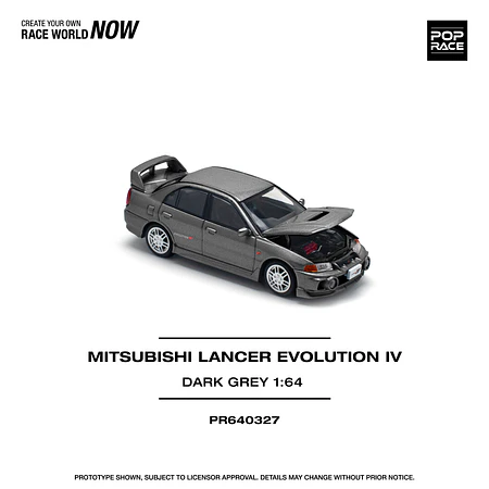 Pop Race 1:64 Mitsubishi Lancer Evolution IV Dark Grey.