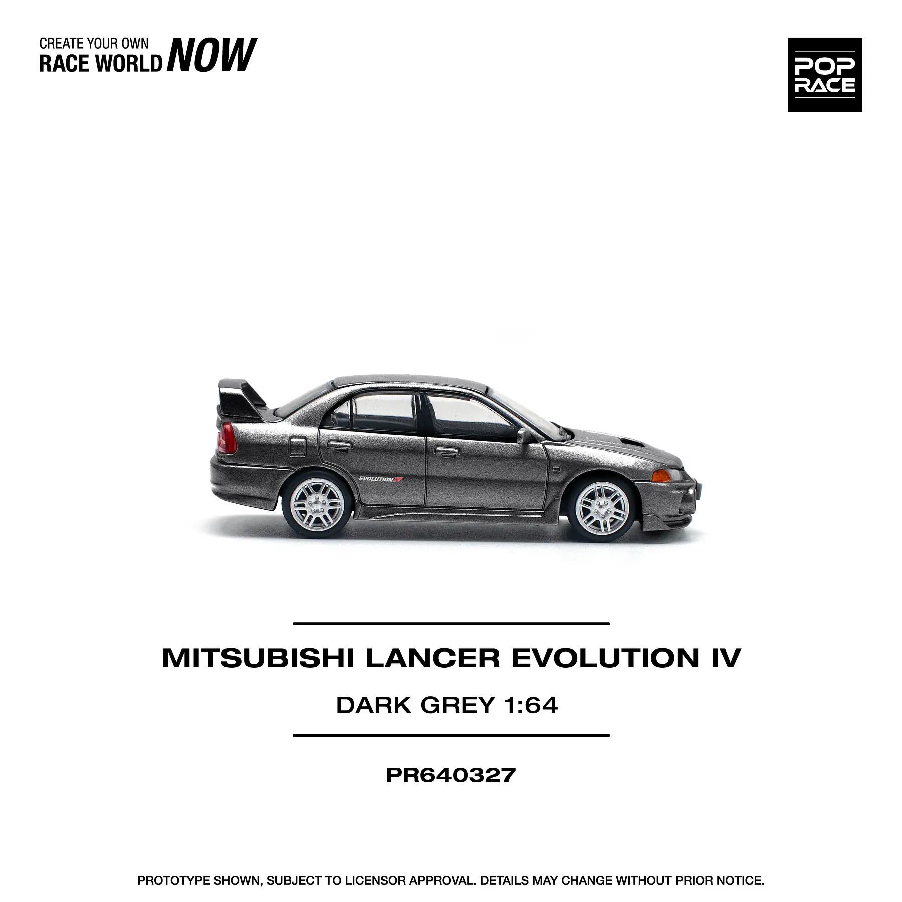 Pop Race 1:64 Mitsubishi Lancer Evolution IV Dark Grey.