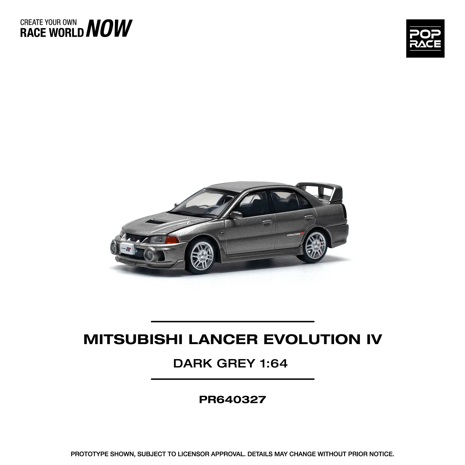 Pop Race 1:64 Mitsubishi Lancer Evolution IV Dark Grey.