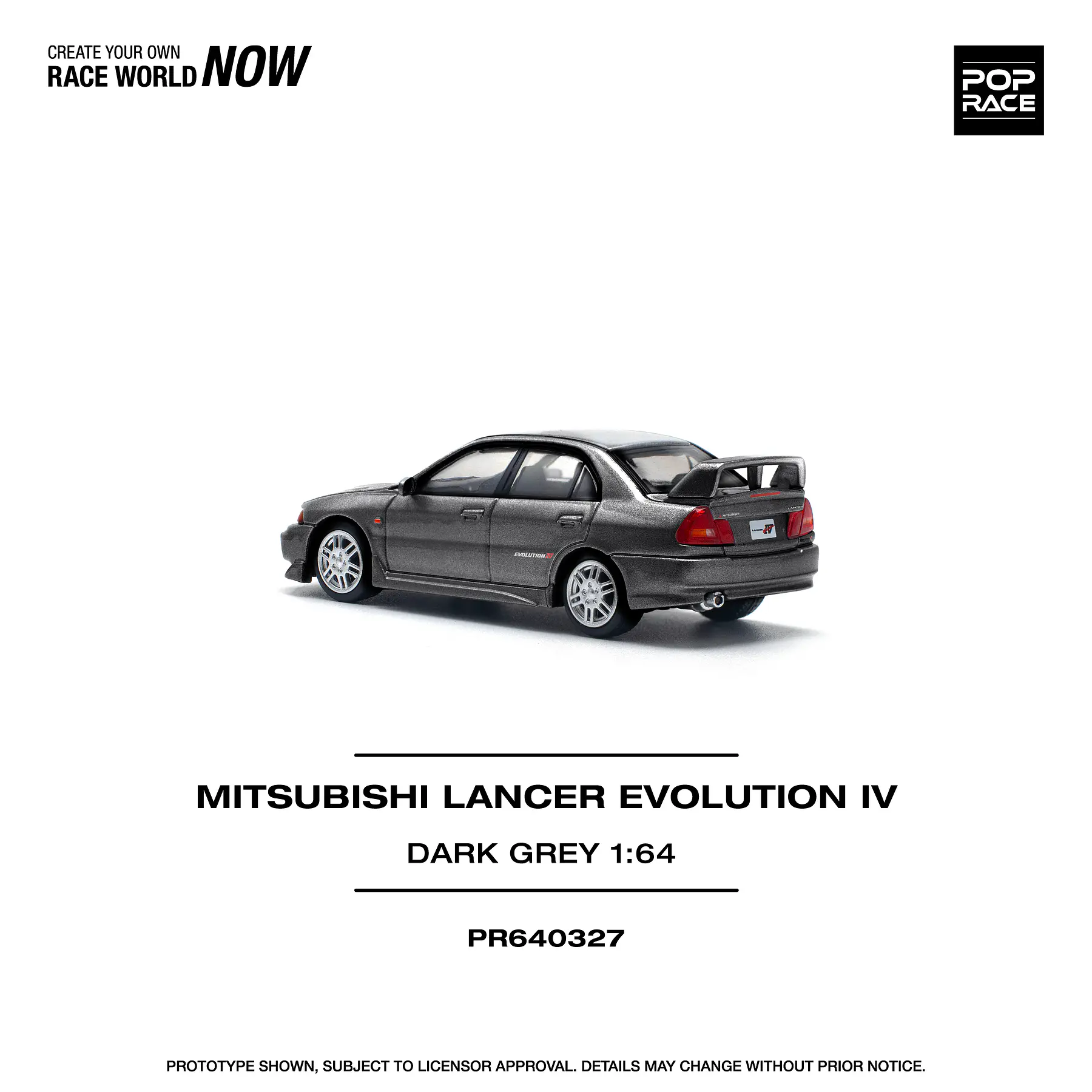 Pop Race 1:64 Mitsubishi Lancer Evolution IV Dark Grey.