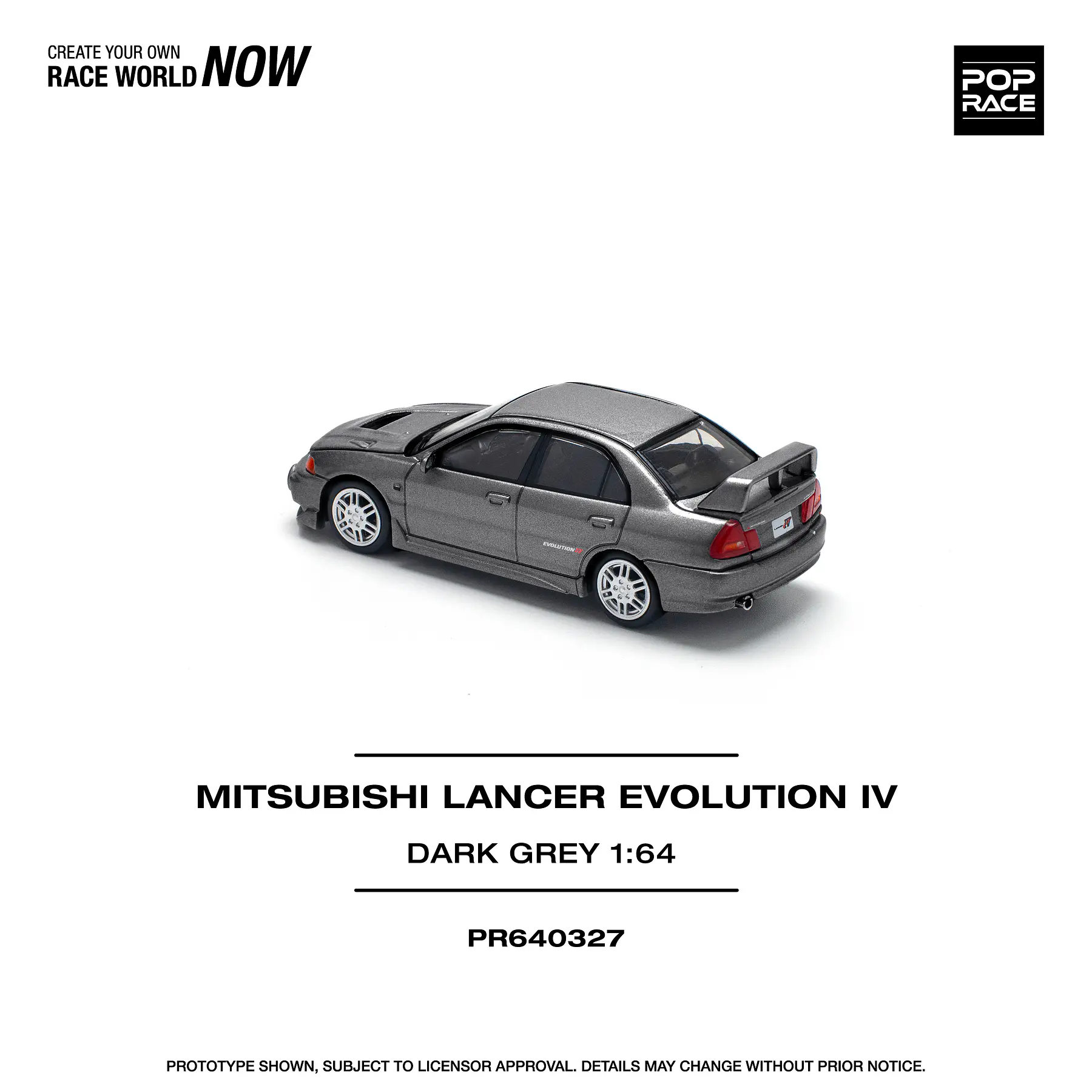 Pop Race 1:64 Mitsubishi Lancer Evolution IV Dark Grey.
