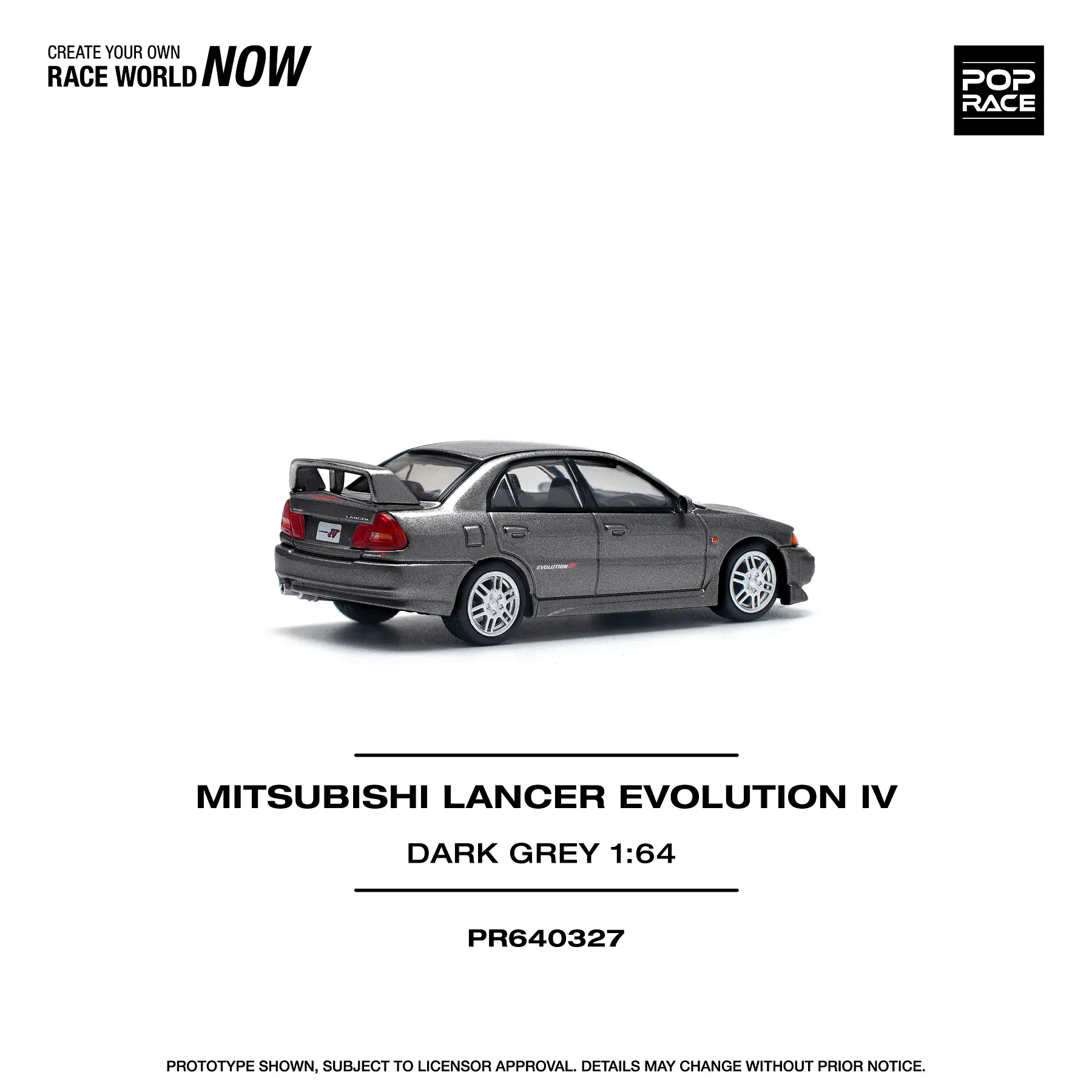 Pop Race 1:64 Mitsubishi Lancer Evolution IV Dark Grey.