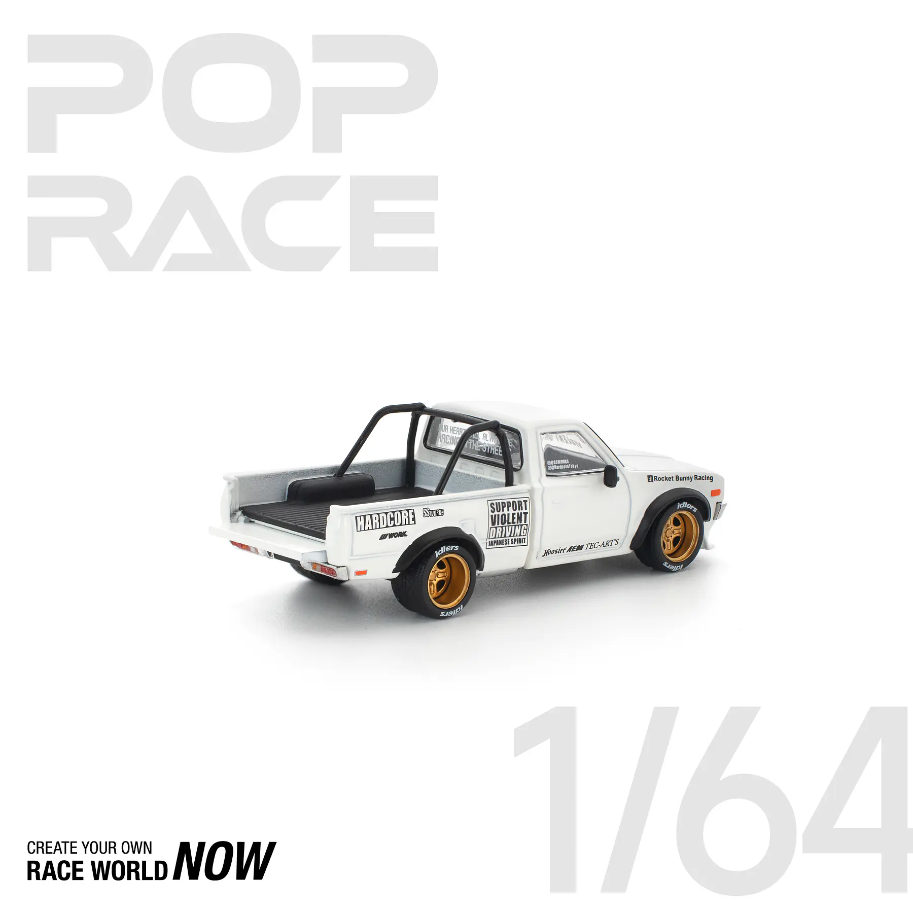 Pop Race 1:64 Pandem Datsun 620 White. 