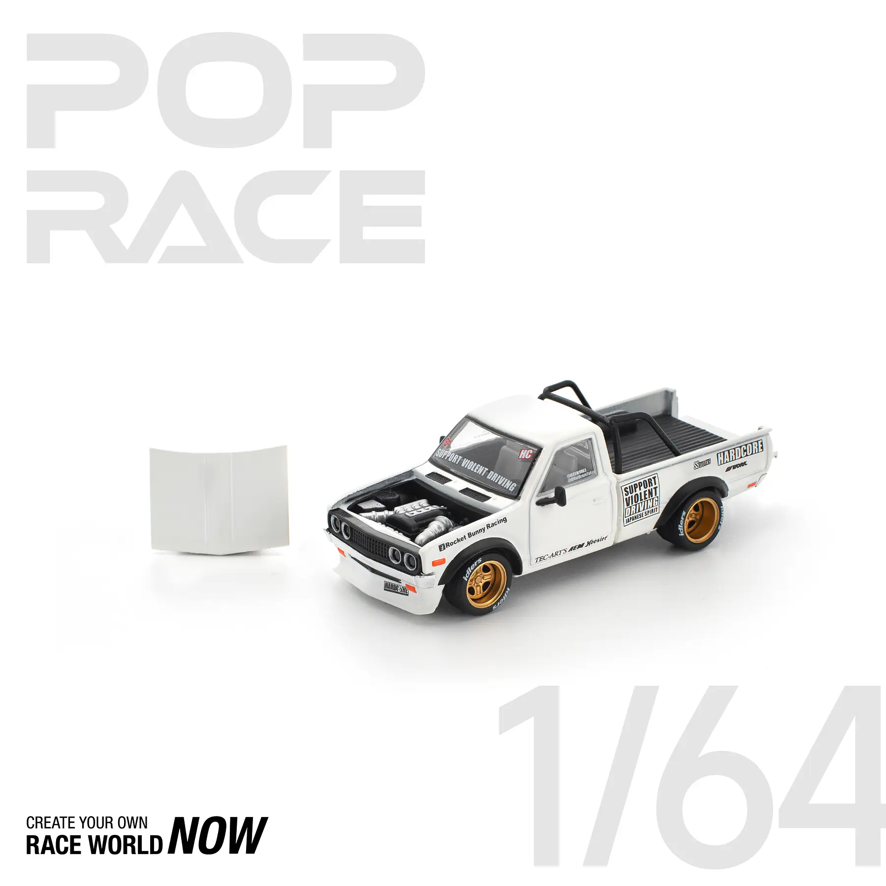 Pop Race 1:64 Pandem Datsun 620 White. 