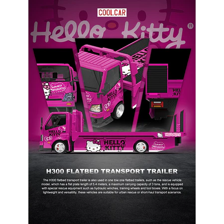 Cool Car 1:64 H300 Flatbed Transport Hello Kitty Deep Pink