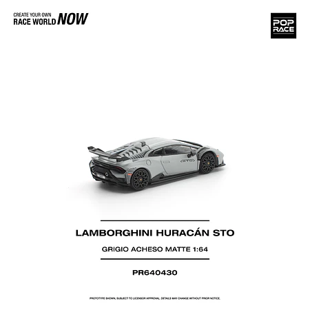 (PREVENTA) Pop Race 1:64 Lamborghini Huracán STO Grigio ACHESO MATTE