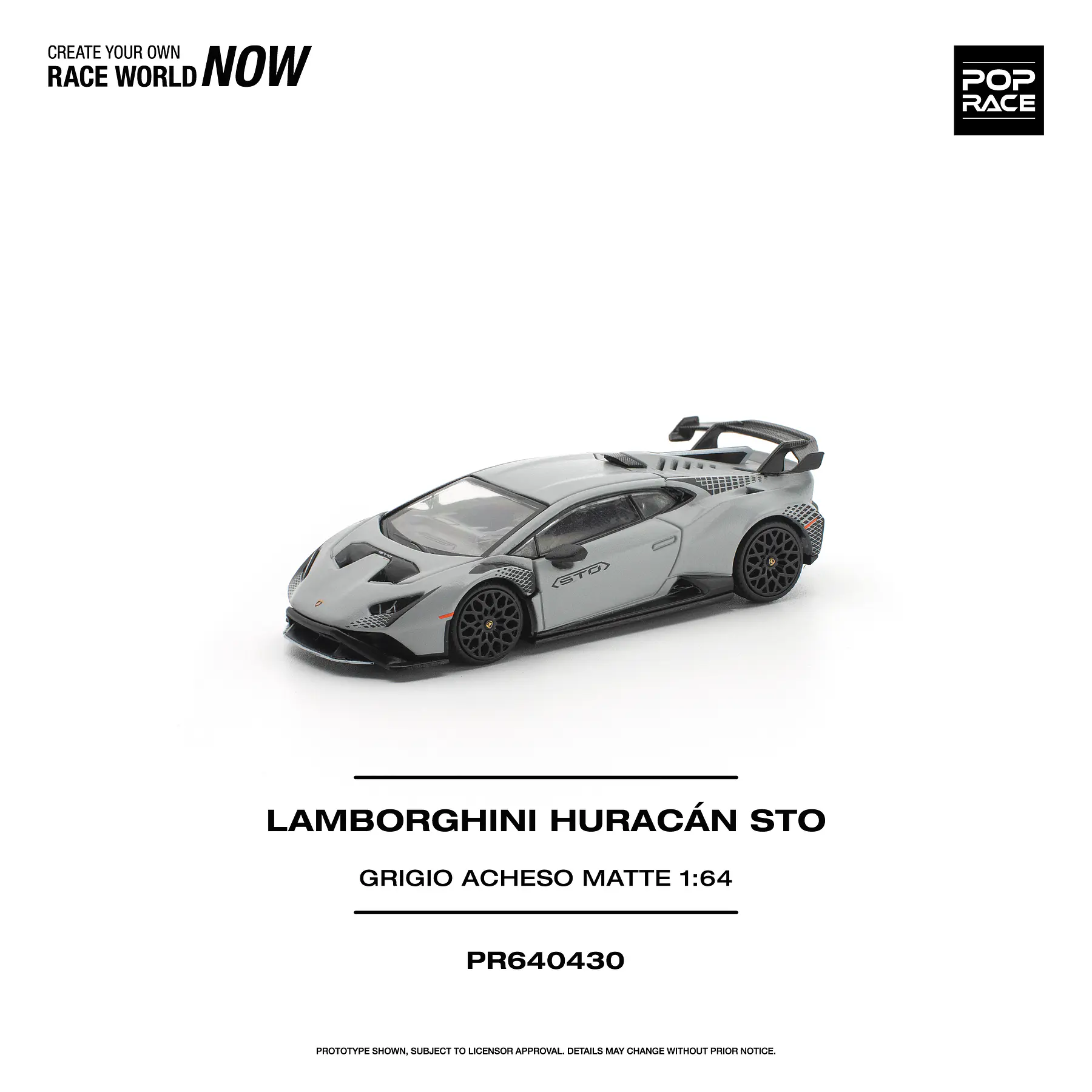 (PREVENTA) Pop Race 1:64 Lamborghini Huracán STO Grigio ACHESO MATTE