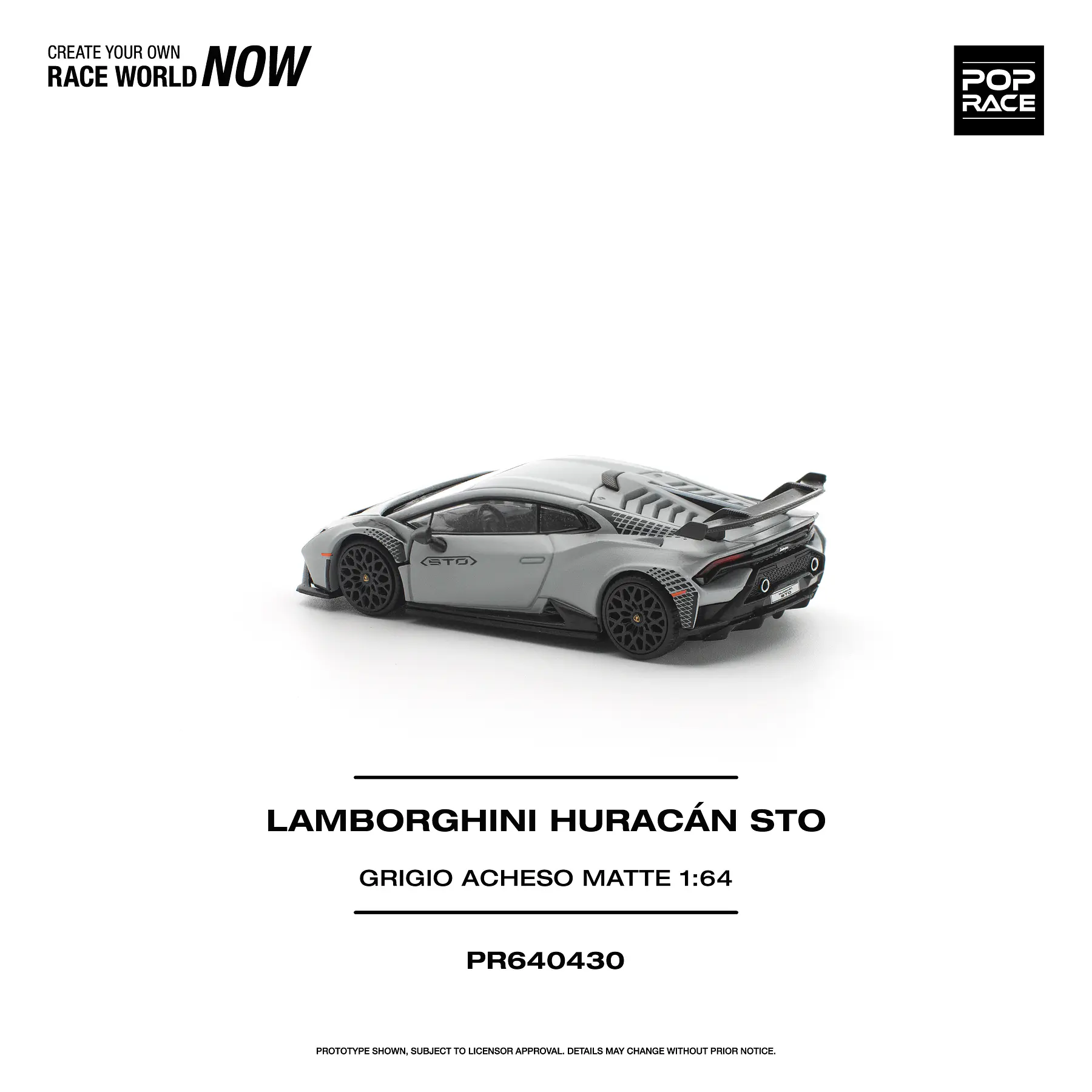 (PREVENTA) Pop Race 1:64 Lamborghini Huracán STO Grigio ACHESO MATTE