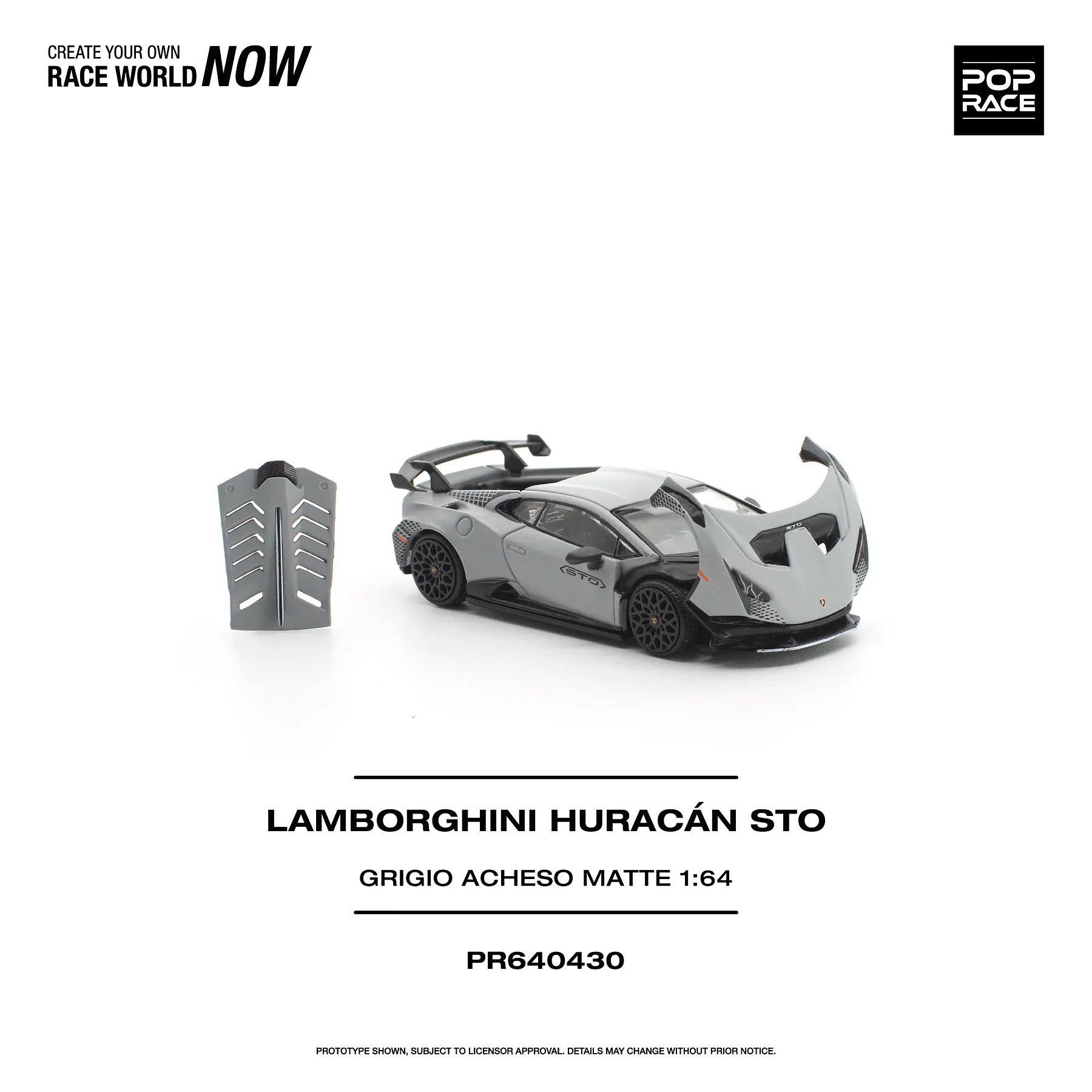 (PREVENTA) Pop Race 1:64 Lamborghini Huracán STO Grigio ACHESO MATTE