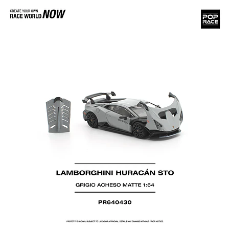 (PREVENTA) Pop Race 1:64 Lamborghini Huracán STO Grigio ACHESO MATTE