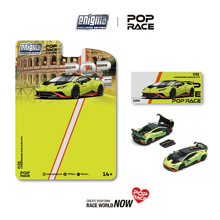 (PREVENTA) Pop Race 1:64 Lamborghini Huracán STO - Verde Citrea /Aracio DAC (enigma exclusive edition)