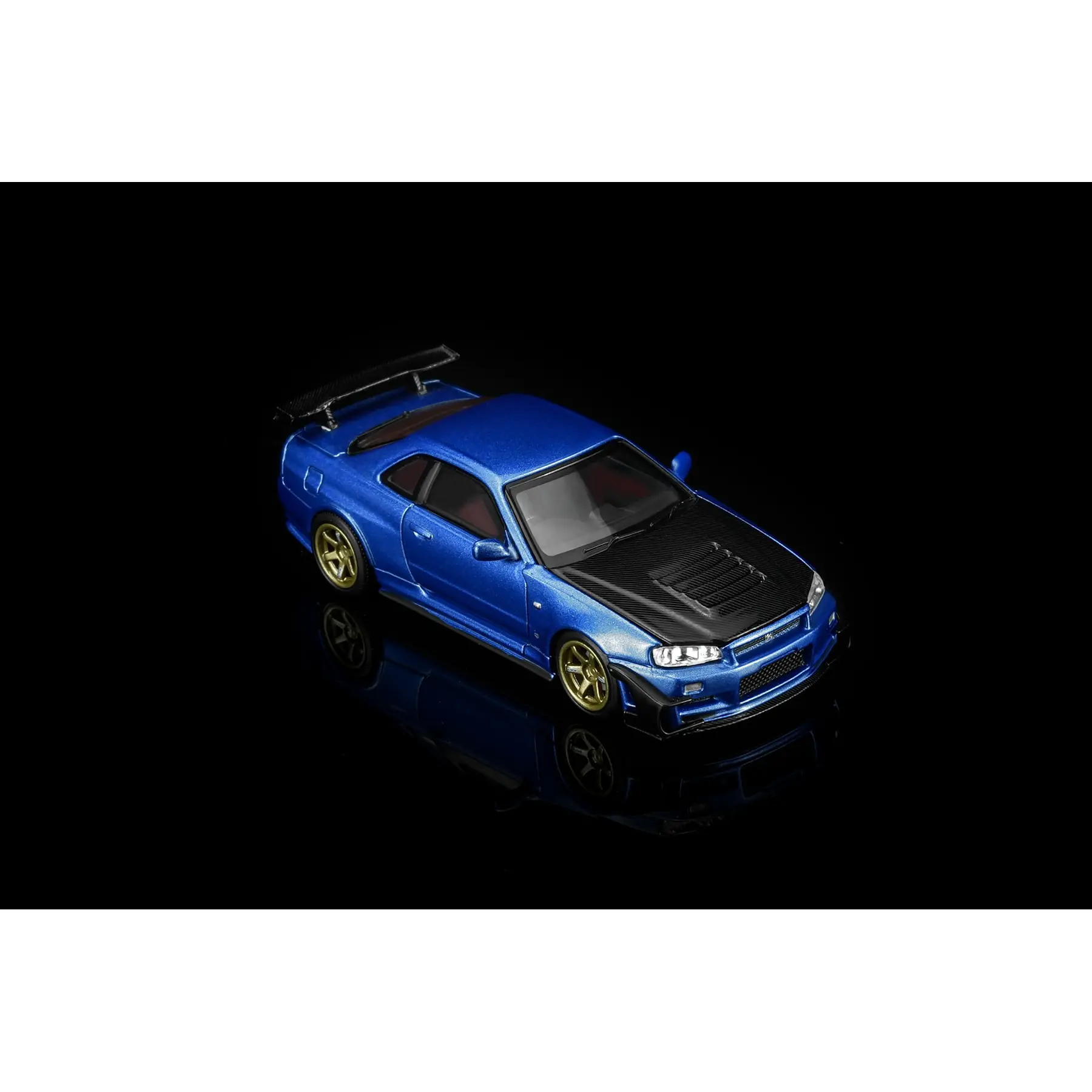 (PREVENTA) Motorhelix 1:64 Nissan Skyline GT-R (R34) Custom Edition - Wangan Blue Custom with GT Aero Kit