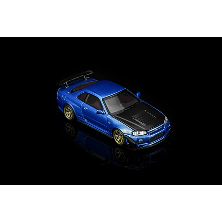 (PREVENTA) Motorhelix 1:64 Nissan Skyline GT-R (R34) Custom Edition - Wangan Blue Custom with GT Aero Kit
