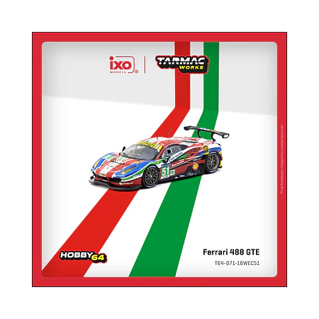 Tarmac Works 1:64 Ferrari 488 GTE 24h of Le Mans 2016 #51 – Hobby64.