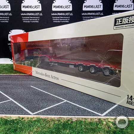Time Micro x Perks 1:64 Mercedes-Benz - Flatbed Transport Trailer - Red