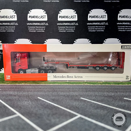 Time Micro x Perks 1:64 Mercedes-Benz - Flatbed Transport Trailer - Red