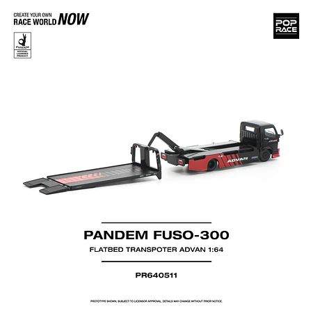 (PREVENTA) Pop Race 1:64 PANDEM Mitsubishi Fuso 300 Flatbed Transporter ADVAN