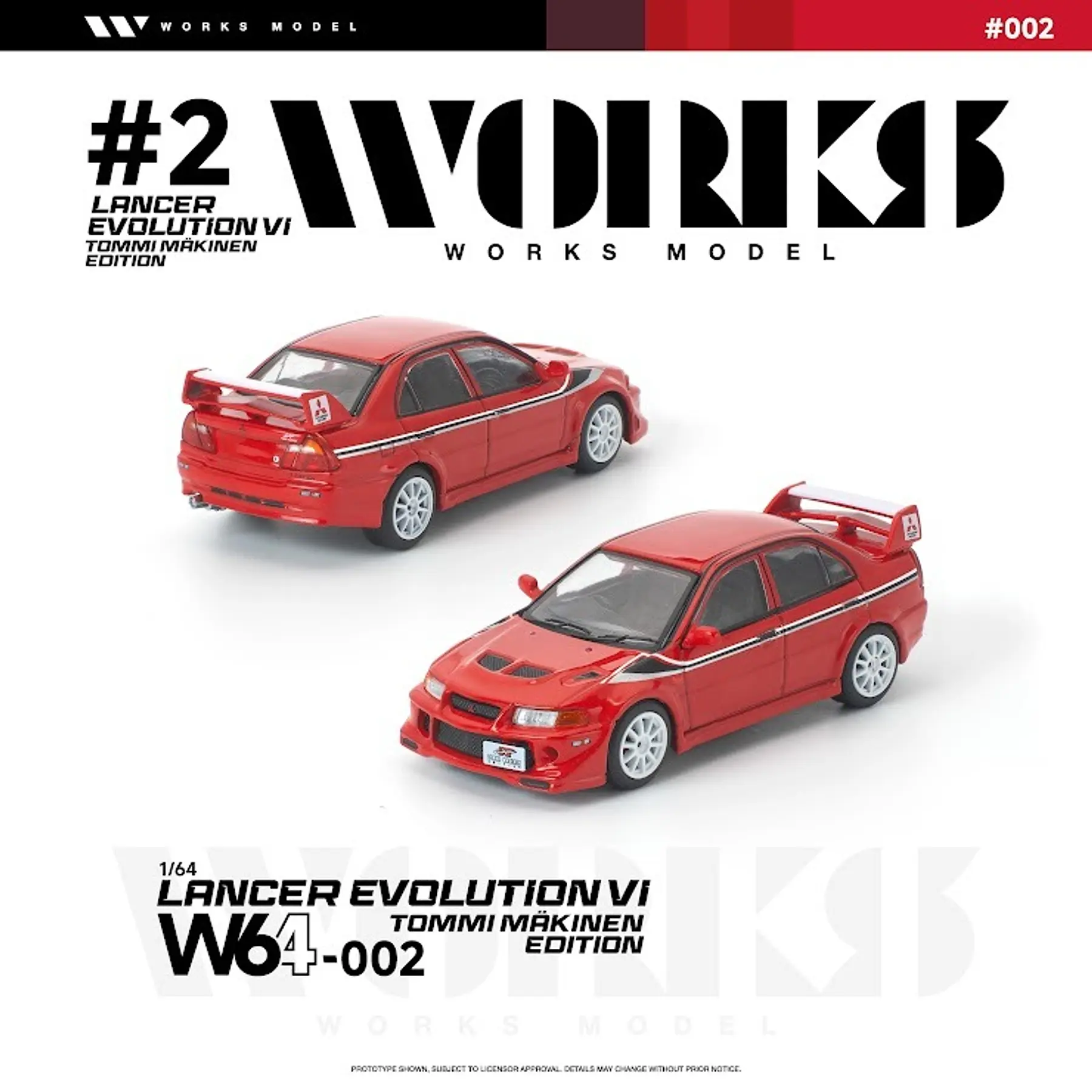 (PREVENTA) WORKS 1:64 Mitsubishi Lancer Evolution VI TOMMI MAKINEN Red