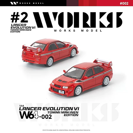 (PREVENTA) WORKS 1:64 Mitsubishi Lancer Evolution VI TOMMI MAKINEN Red