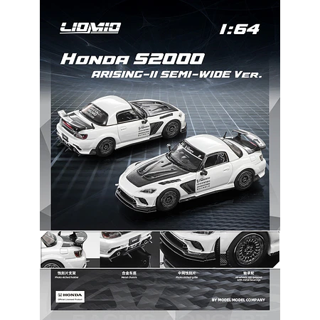 (PREVENTA) LIOMIO 1:64 Honda S2000 Varis Arising-II Semi-Wide White Ver