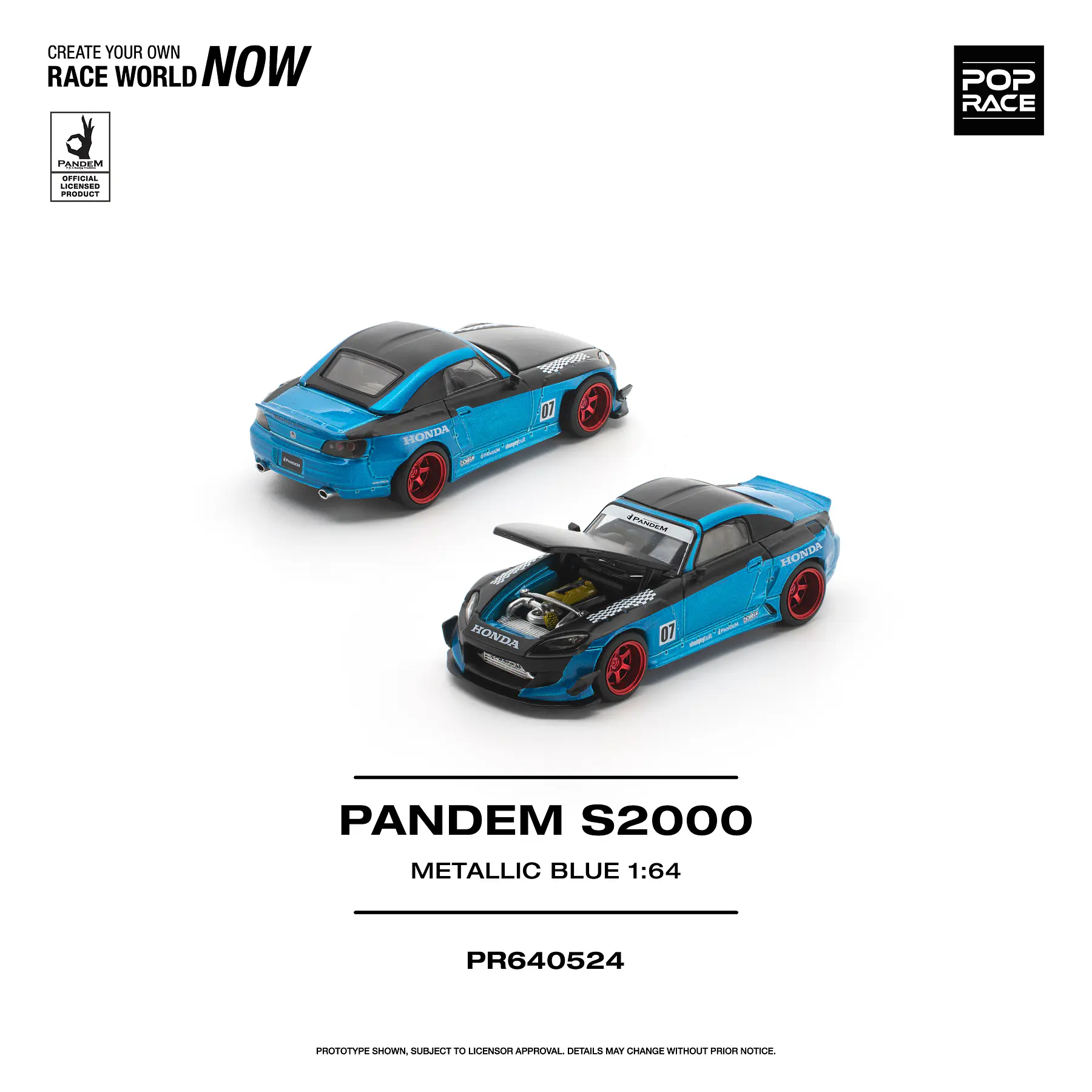 (PREVENTA) Pop Race 1:64 Pandem Honda S2000 Metallic Blue