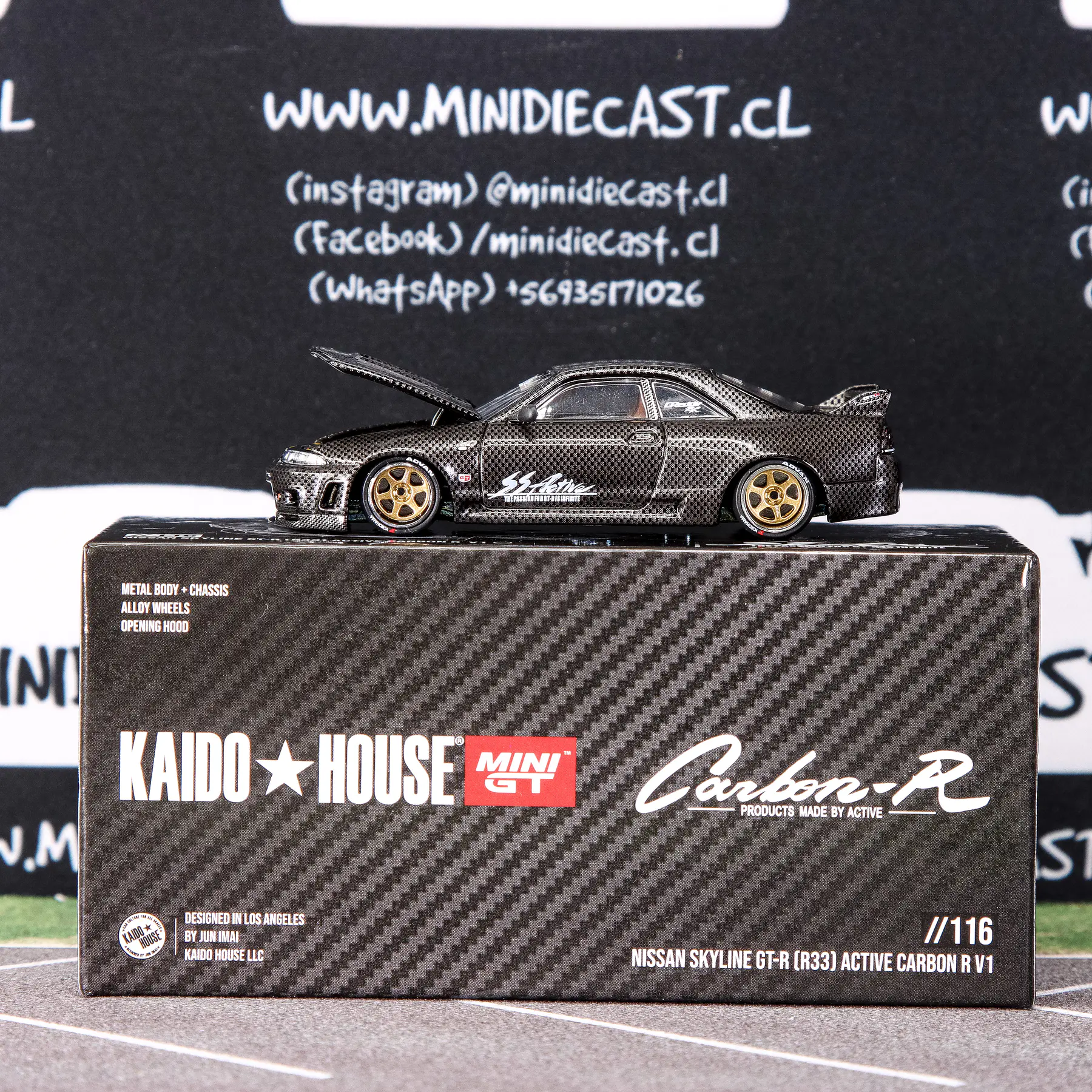 Kaido House x Mini GT 1:64 Nissan Skyline GT-R (R33) Active Carbon R