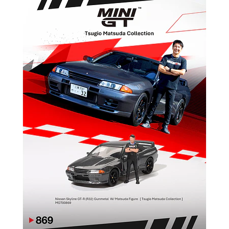 Mini GT 1:64 Nissan Skyline GT-R (R32) Nismo Gunmetal W/ Matsuda Figure – Tsugio Matsuda Collection