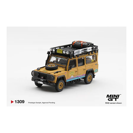 (PREVENTA) Mini GT 1:64 #1309 Land Rover Defender 110 1998 Camel Trophy Tierra del Fuego CT.10 USA