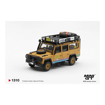 (PREVENTA) Mini GT 1:64 #1310 Land Rover Defender 110 1998 Camel Trophy Tierra del Fuego CT.36 Romania