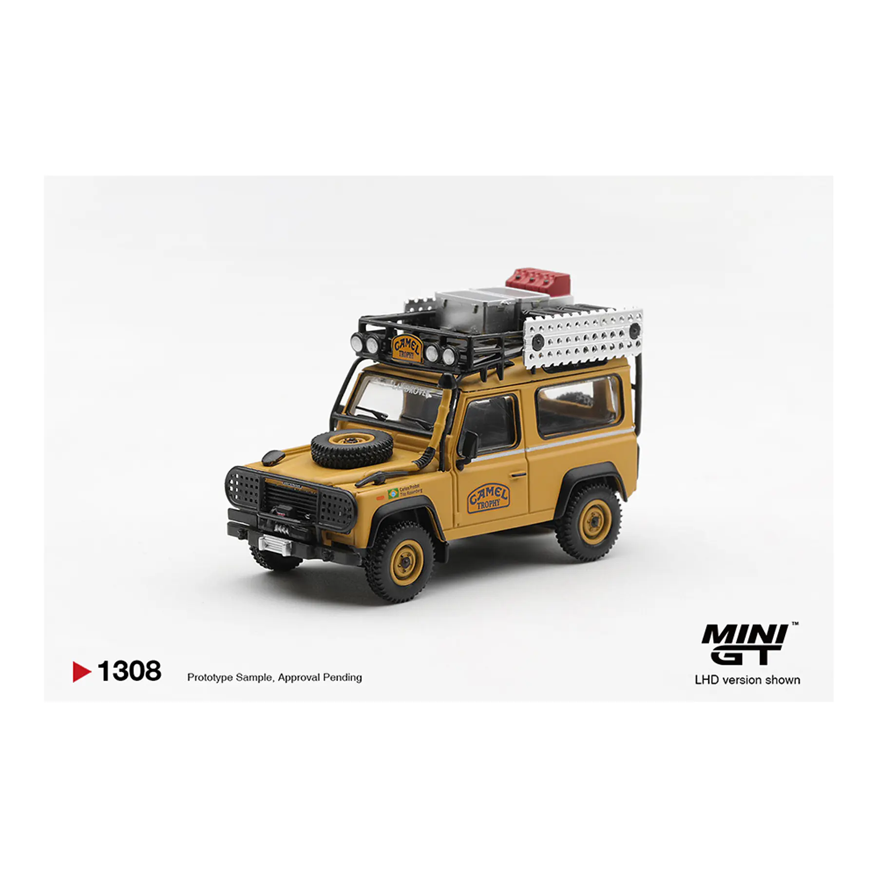 (PREVENTA) Mini GT 1:64 #1308 Land Rover Defender 90 1985 Camel Trophy Borneo Team Brazil