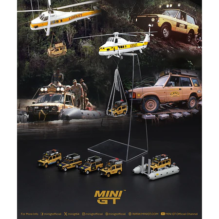 (PREVENTA) Mini GT 1:64 Sikorsky S58T Helicopter 1985 Camel Trophy