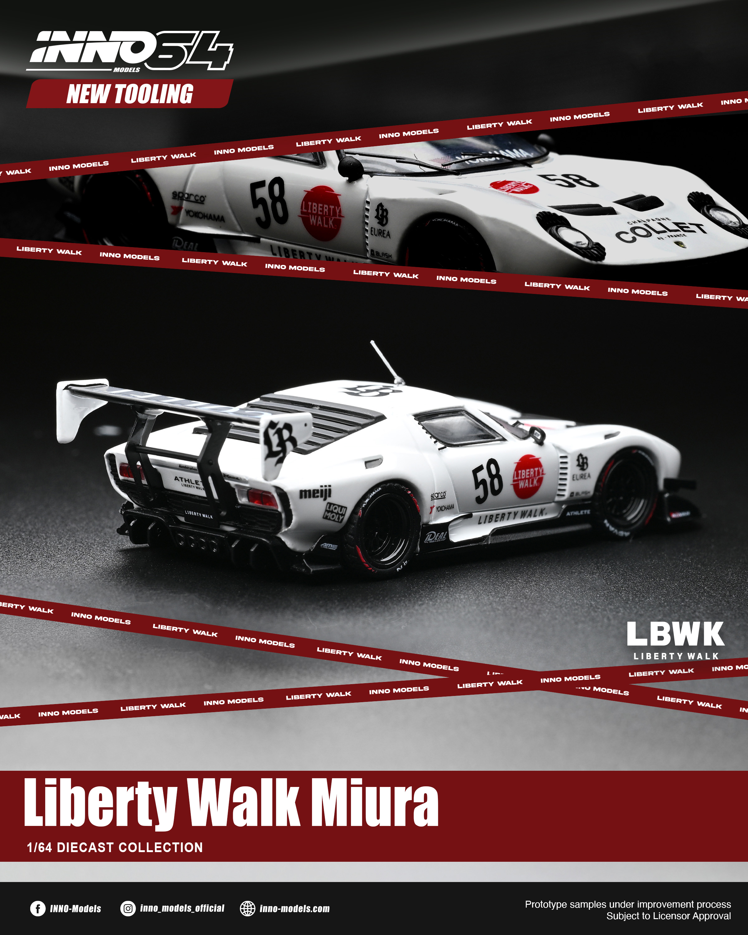 (PREVENTA) Inno64 1:64 LB-Silhouette WORKS Lamborghini Miura GT white