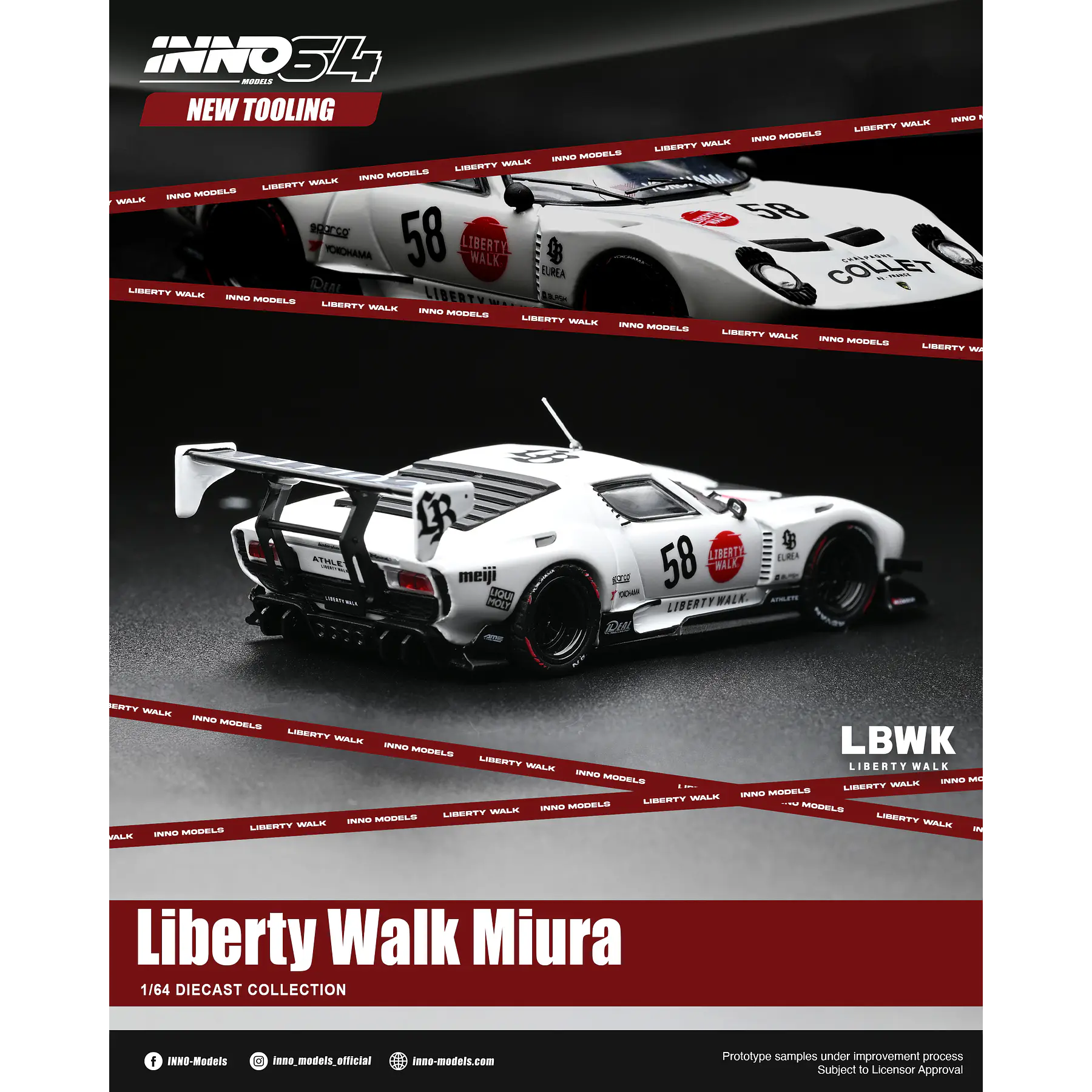 (PREVENTA) Inno64 1:64 LB-Silhouette WORKS Lamborghini Miura GT white