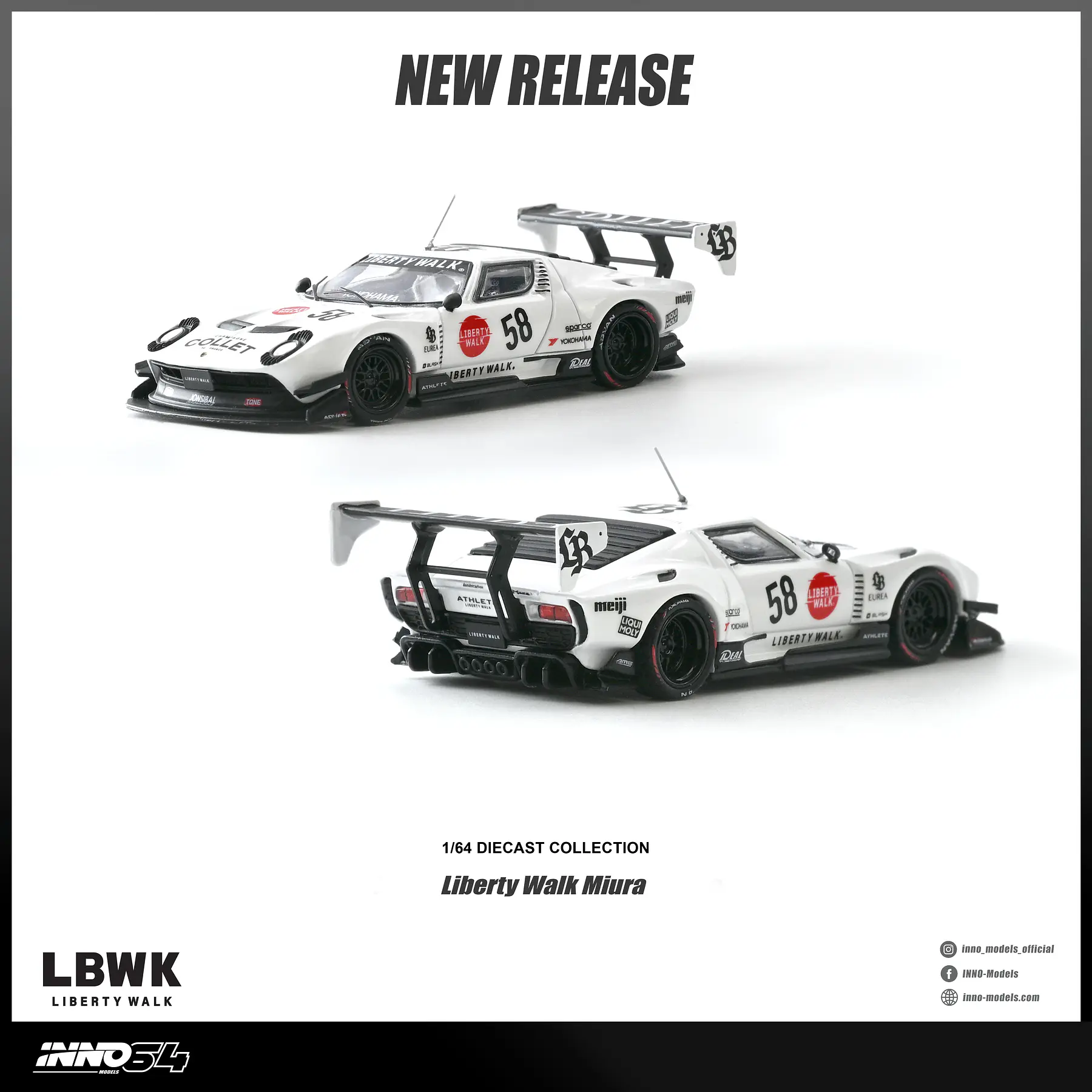 (PREVENTA) Inno64 1:64 LB-Silhouette WORKS Lamborghini Miura GT white