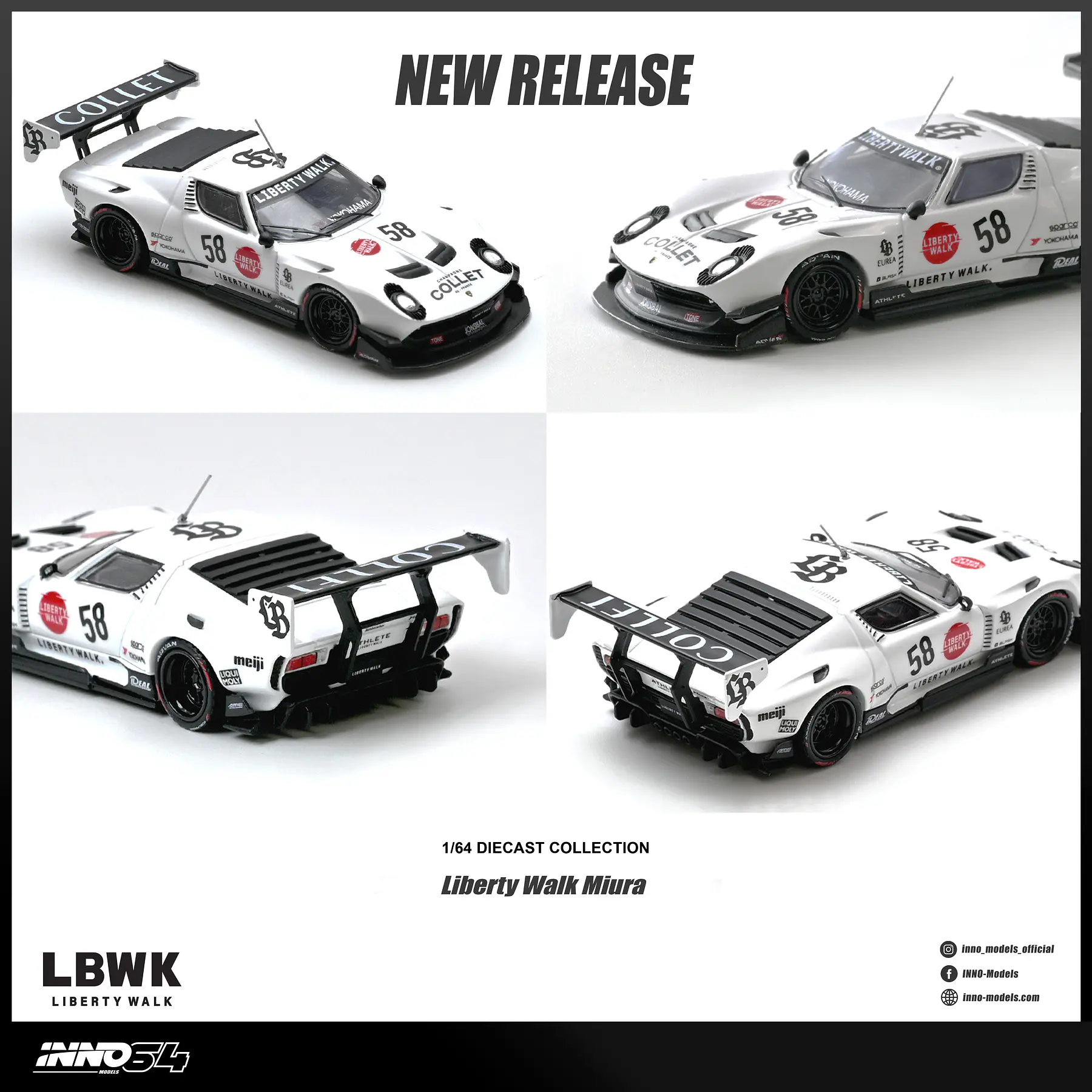 (PREVENTA) Inno64 1:64 LB-Silhouette WORKS Lamborghini Miura GT white