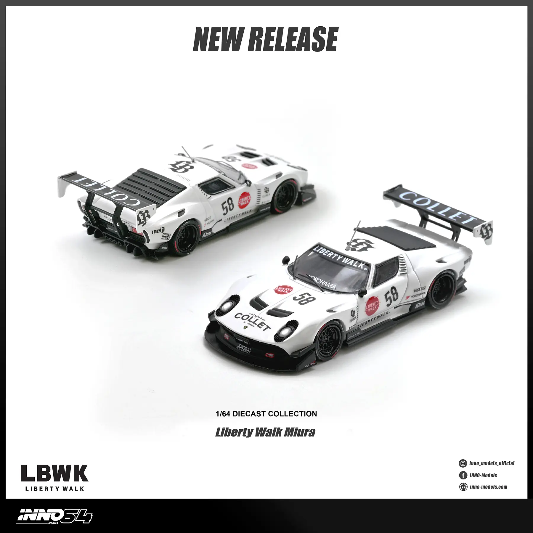 (PREVENTA) Inno64 1:64 LB-Silhouette WORKS Lamborghini Miura GT white