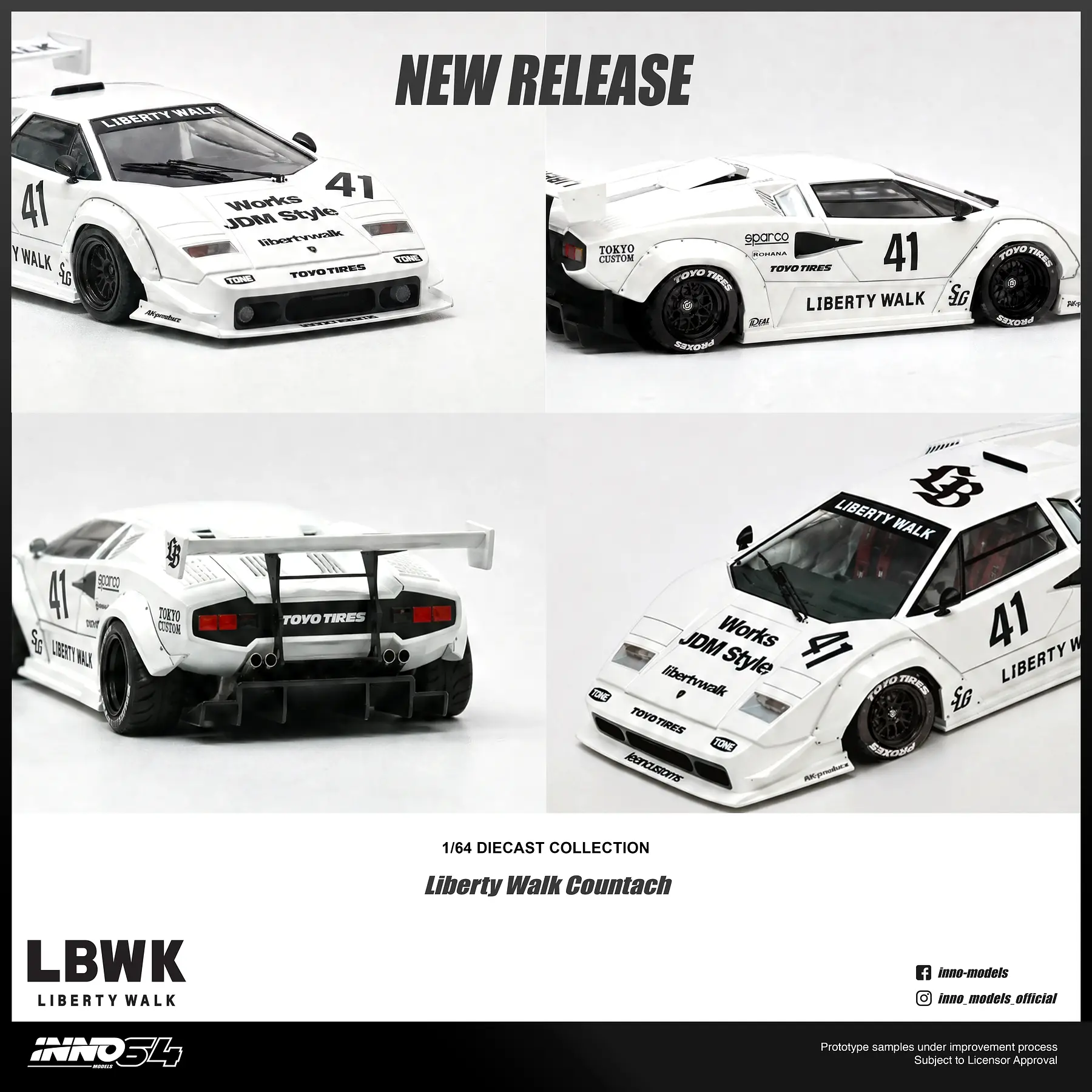 (PREVENTA) Inno64 1:64 Liberty Walk Lamborghini Countach White