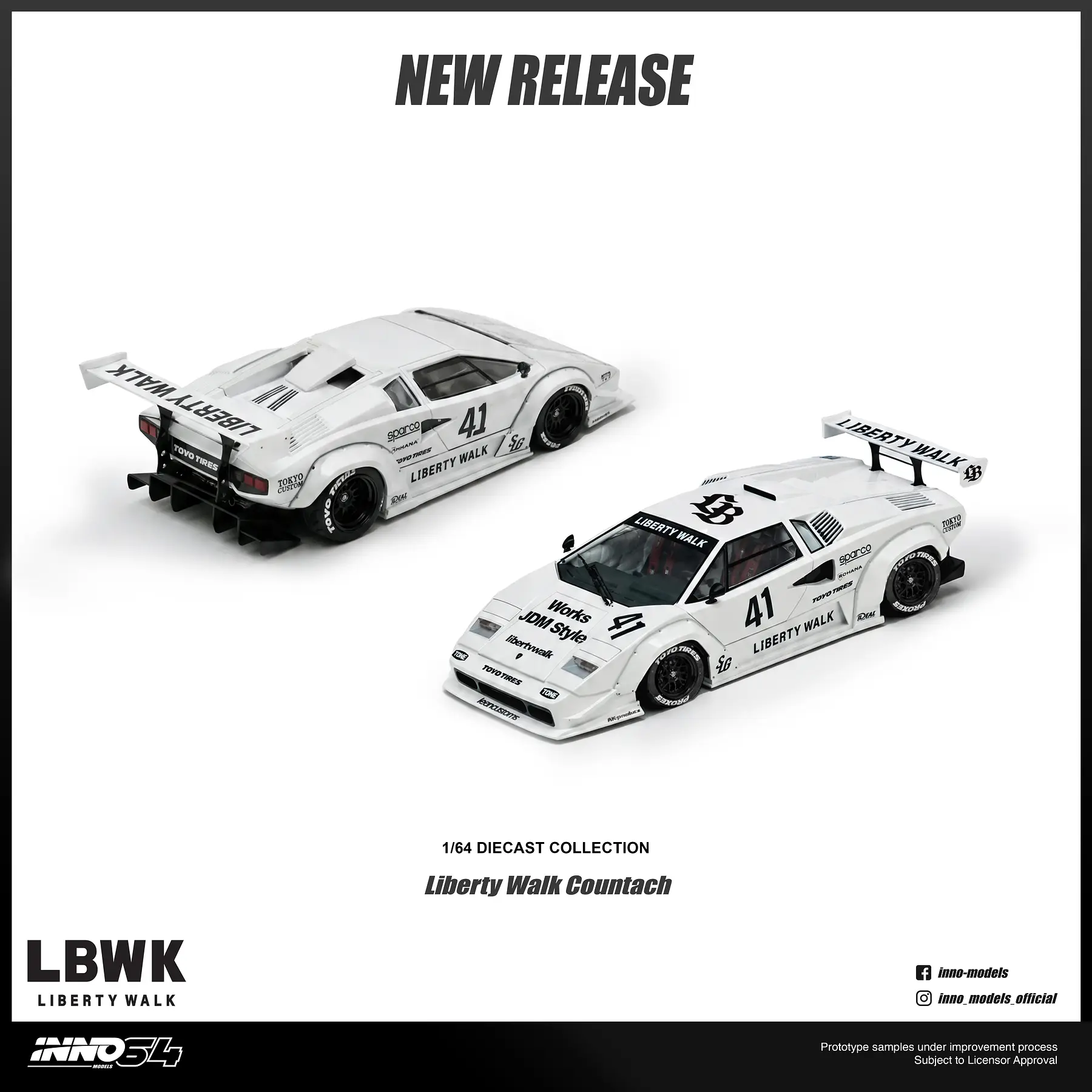 (PREVENTA) Inno64 1:64 Liberty Walk Lamborghini Countach White