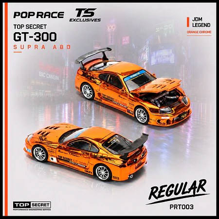 (PREVENTA) Pop Race x TS Exclusives 1:64 Top Secret Supra A80 GT300 Orange Chrome