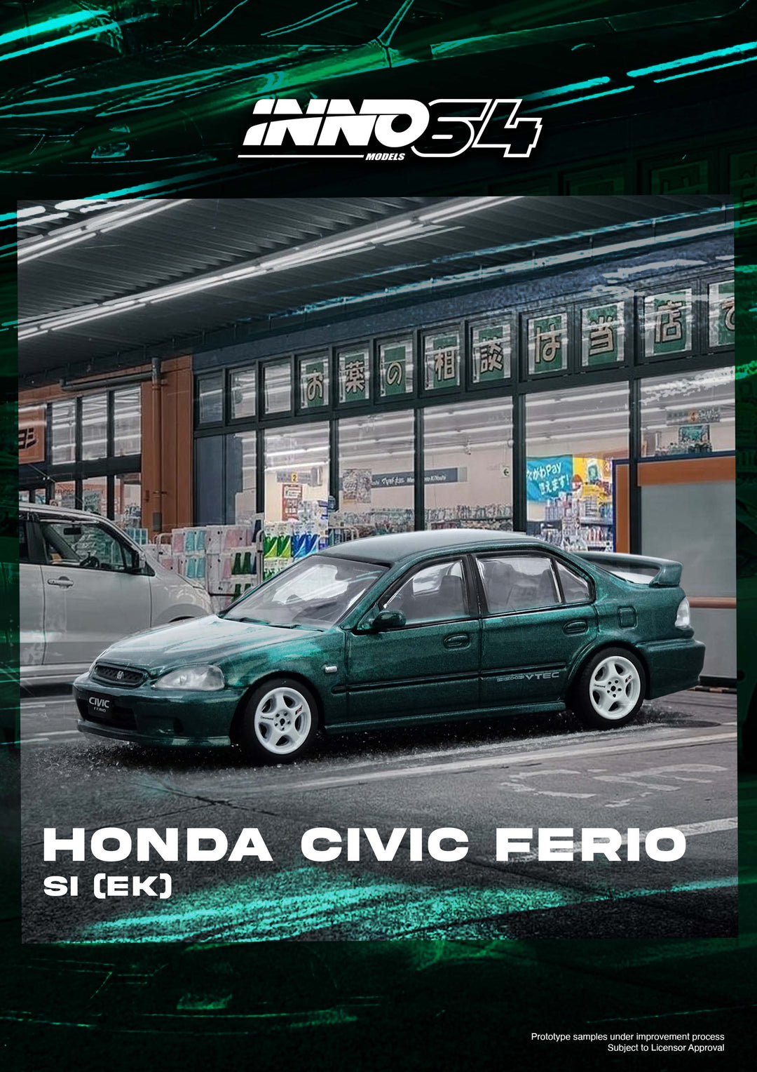 Inno64 1:64 Honda Civic Ferio Si (EK) Green