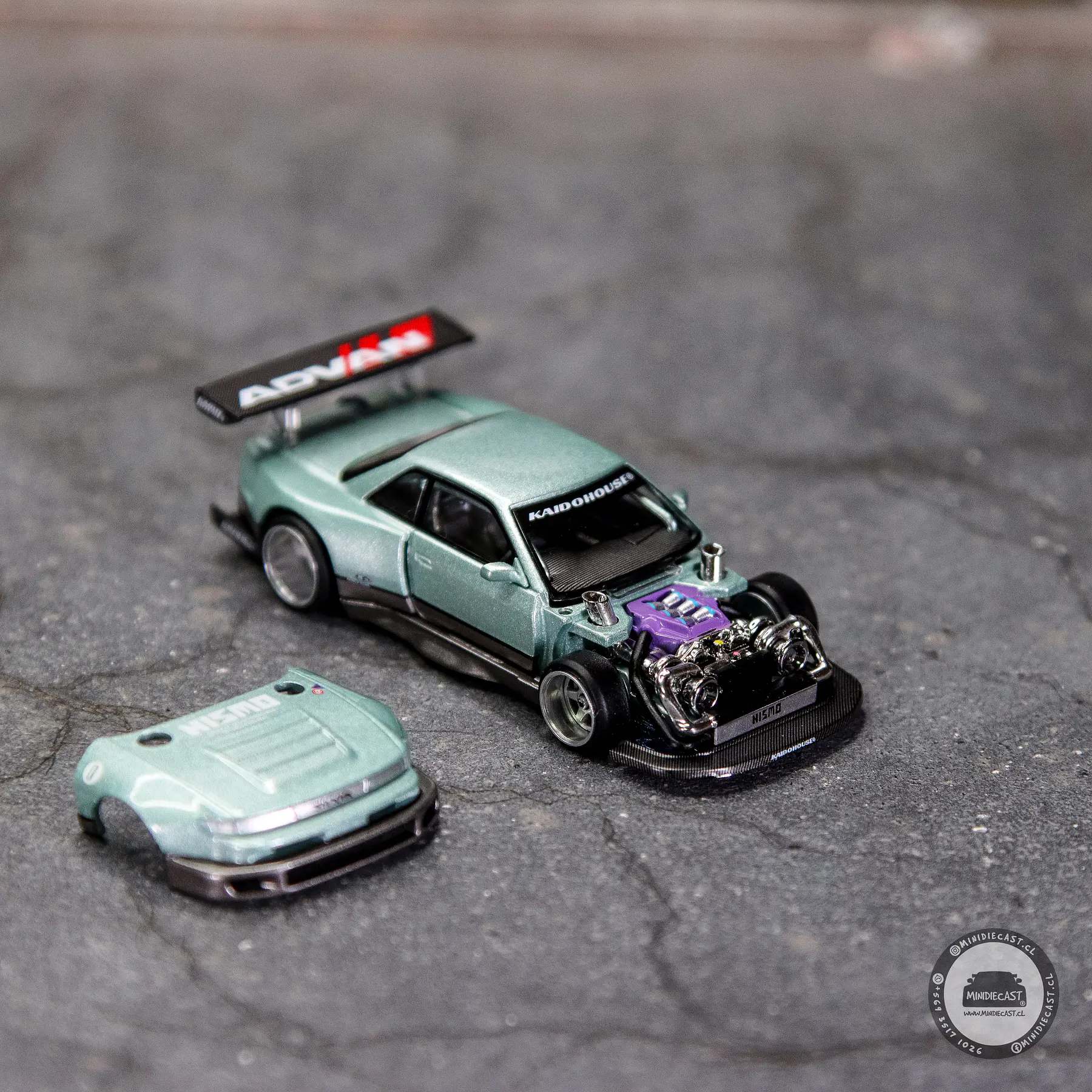 Kaido House x Mini GT Nissan Silvia S13-R KAIDO WORKS V1 – Sea Foam Green