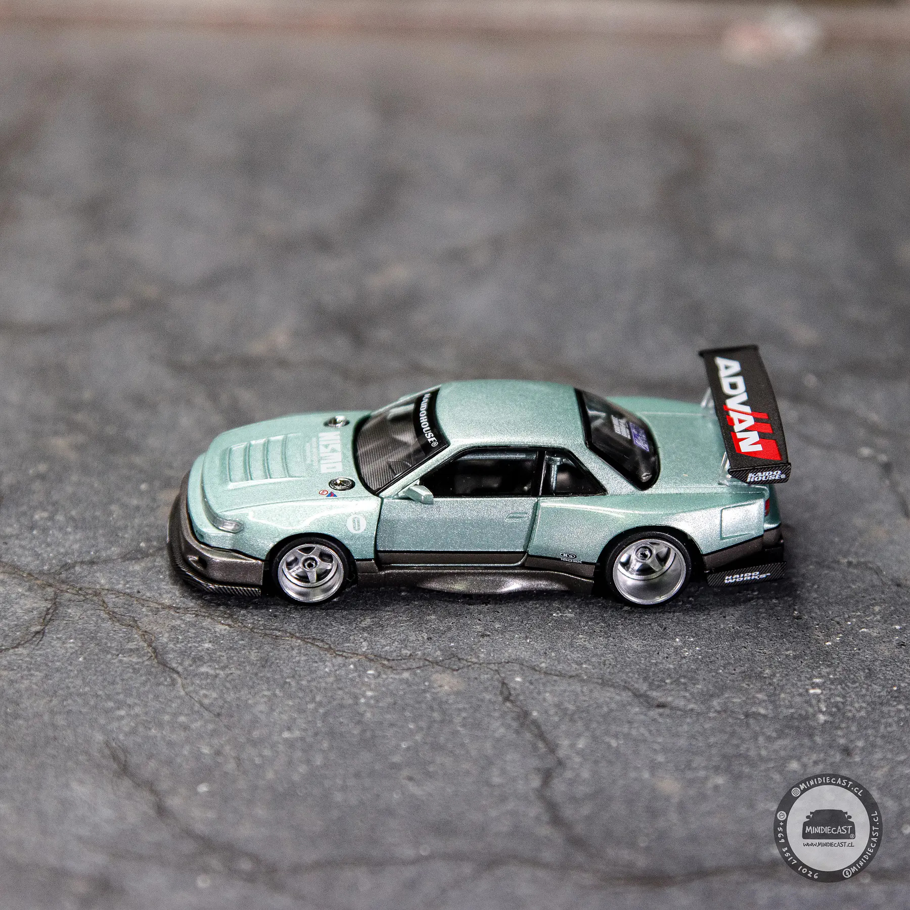 Kaido House x Mini GT Nissan Silvia S13-R KAIDO WORKS V1 – Sea Foam Green